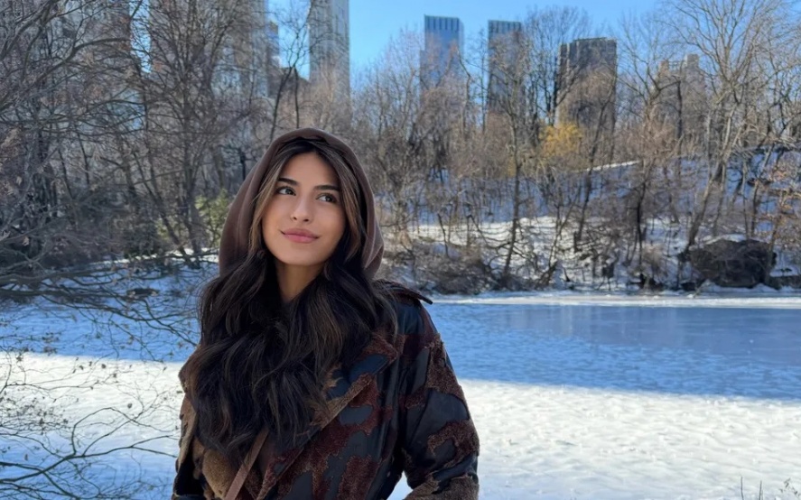 En una Nueva York nevada, Anabel Sánchez está feliz con su debut internacional./Álbum familiar.