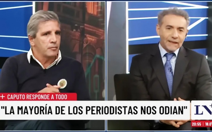 El ministro de Economía, Luis Caputo, en una entrevista con el periodista Luis Majul. (Imagen de TV)