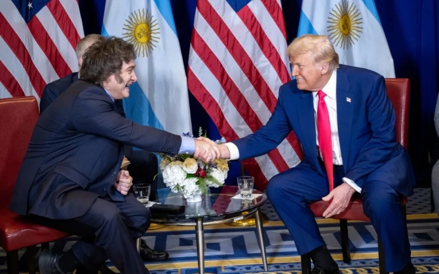 El presidente Javier Milei y su par norteamericano, Donald Trump. (Embajada EEUU)