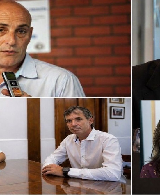 P. Sánchez, Weretilneck con G. Renda, Néstor Pérez nuevo superintendente de DPA, y Andrea Confini.