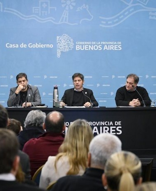 Katopodis, Bianco, Kicillof, Alonso y Vilar en la conferencia.