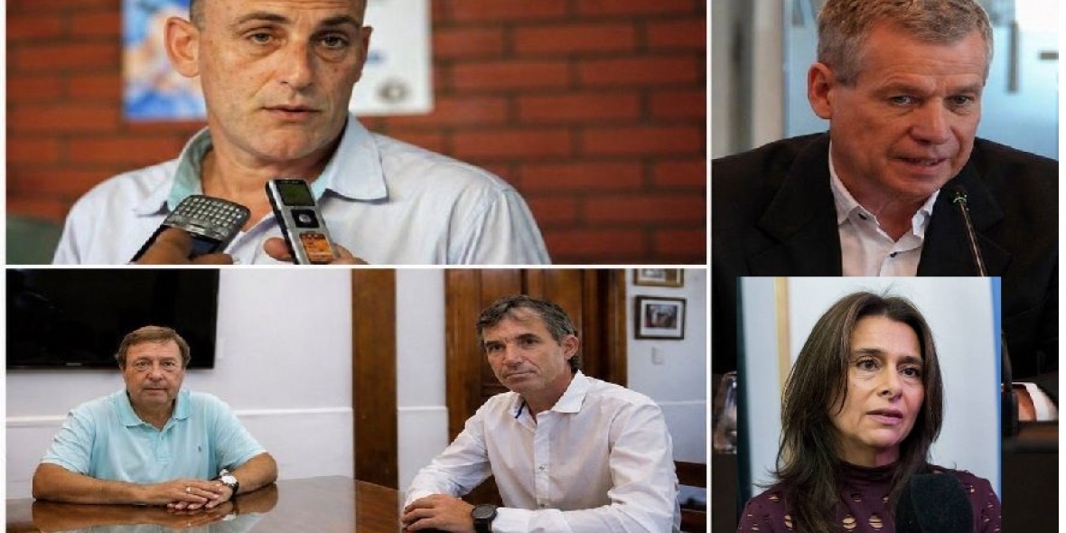 P. Sánchez, Weretilneck con G. Renda, Néstor Pérez nuevo superintendente de DPA, y Andrea Confini.