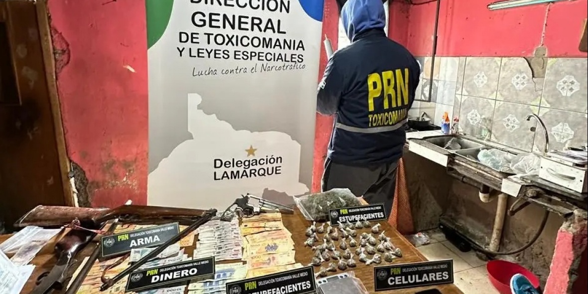 Parte de lo secuestrado por el personal de toxicomanía. Crédito: Gobierno de Río Negro