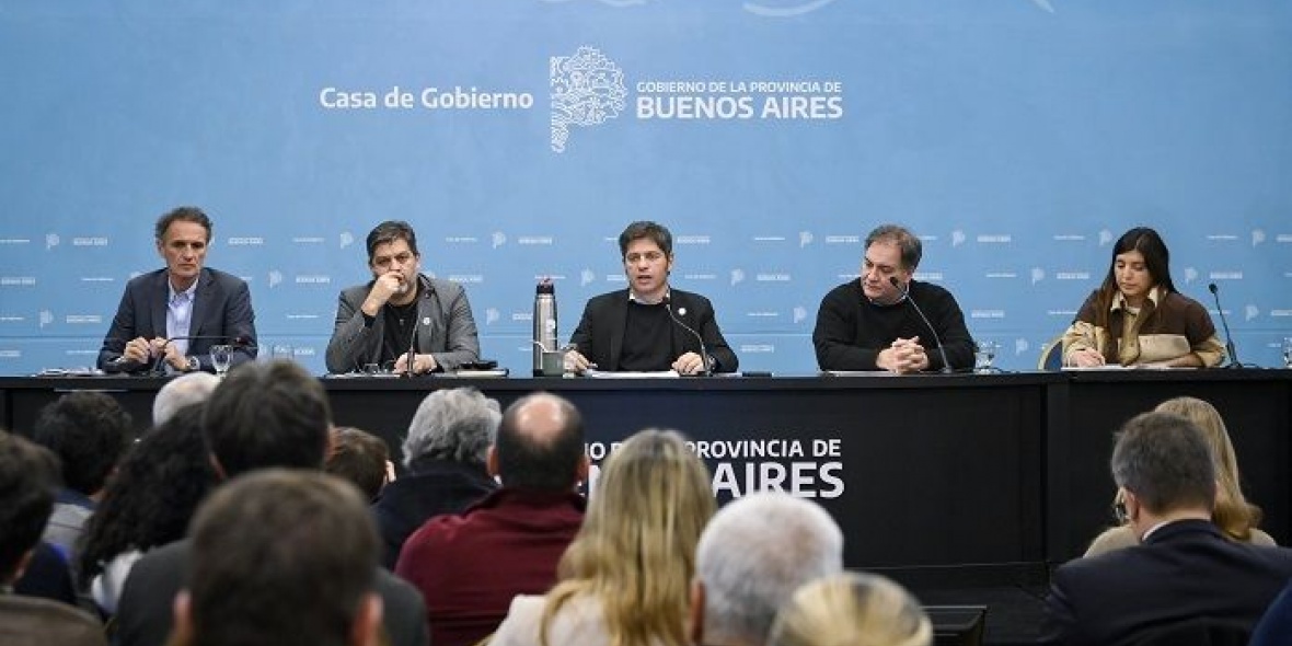 Katopodis, Bianco, Kicillof, Alonso y Vilar en la conferencia.